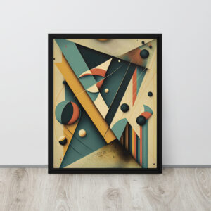 Lienzo Enmarcado de Geometría Abstracta y Colores Vibrantes con marco negro