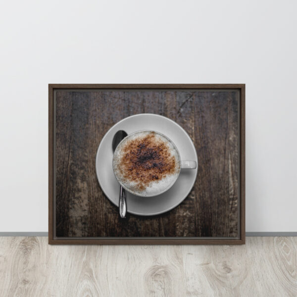 Lienzo Enmarcado de Café Capuchino con marco marrón