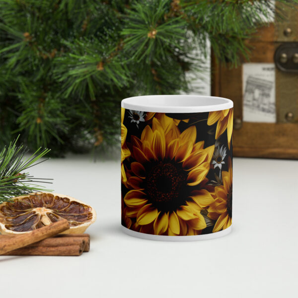 Taza Floral de Girasoles en Forma de Mosaico Vista Frontal