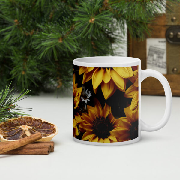 Taza Floral de Girasoles en Forma de Mosaico Vista lateral