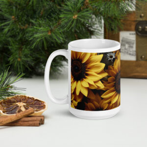 Taza Floral de Girasoles en Forma de Mosaico General